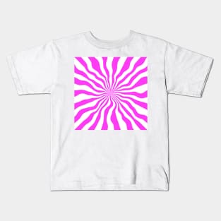 Hot Pink Stripes and White Stripes Kids T-Shirt